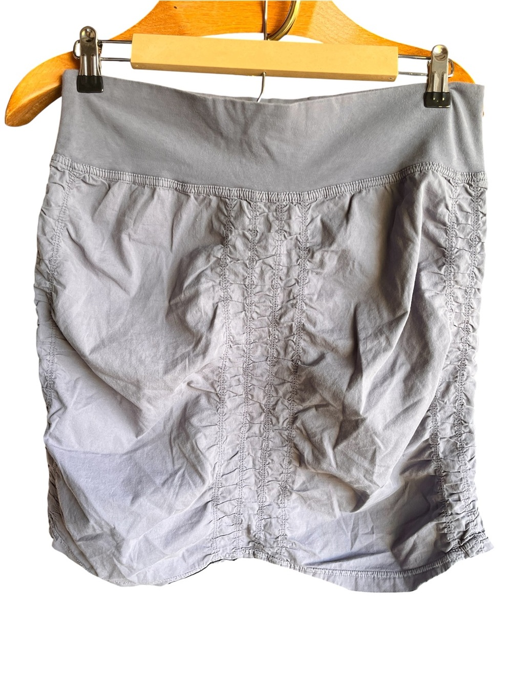 XCVI Wearables Blue/Gray Ruched Mini Skirt Cotton Medium